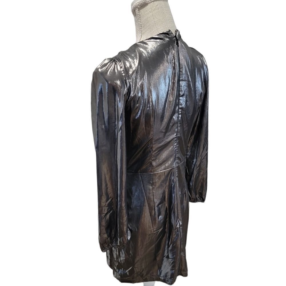 NWT FRENCH CONNECTION Draped Metallic Mini Dress 6 - Picture 6 of 8